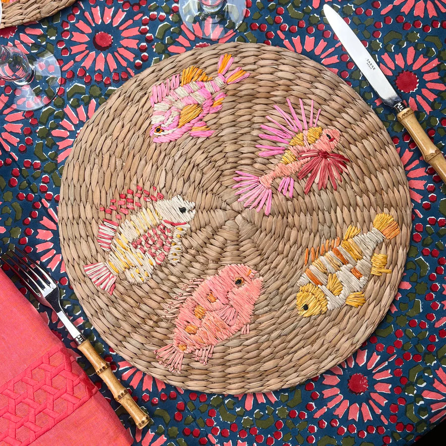 Pink Fish Raffia Placemat