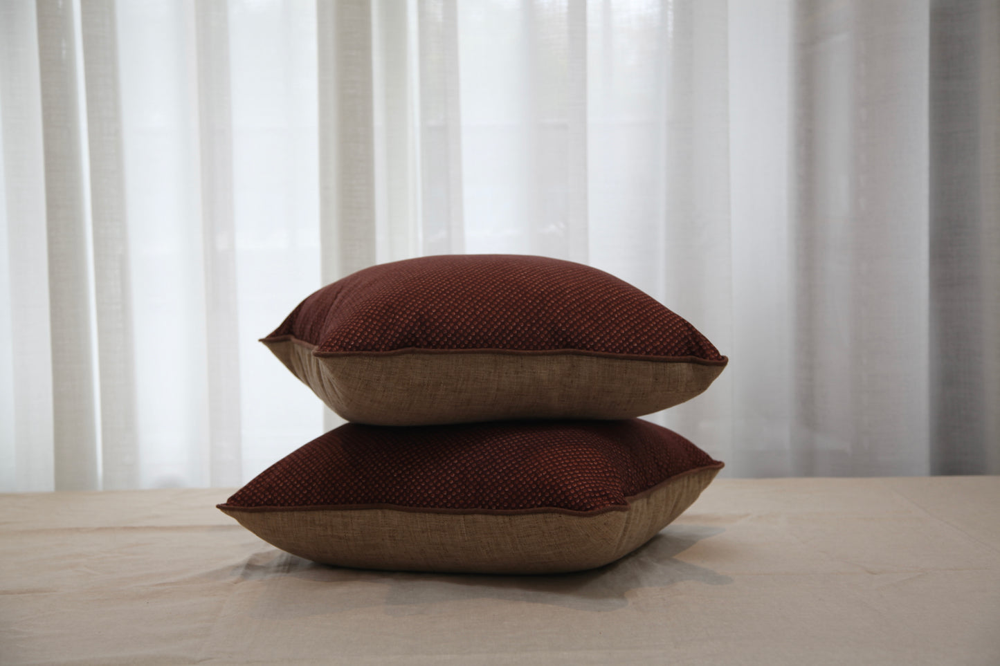 Burgundy Red Linen Pillow