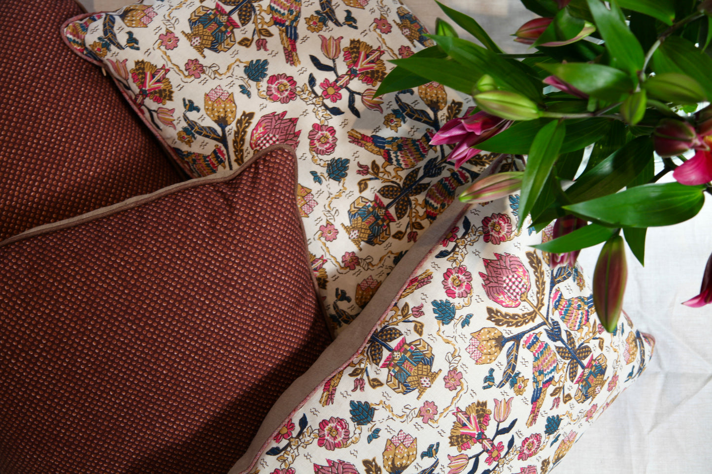 Burgundy Red Linen Pillow