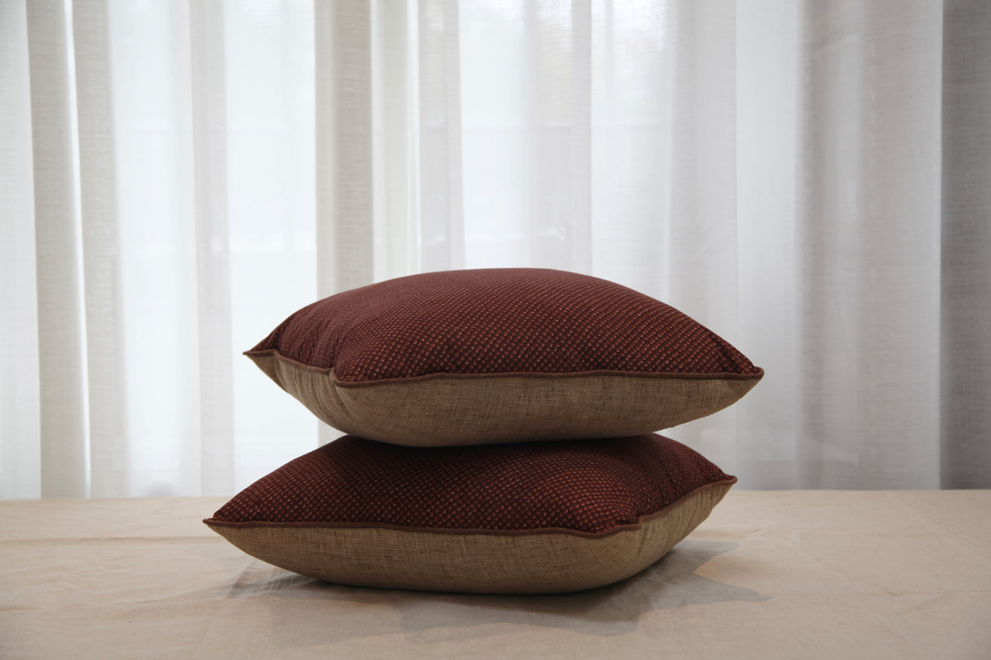 Burgundy Red Linen Pillow