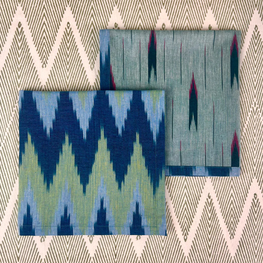 Teal, Denim, & Canary Reversible Napkins S/4