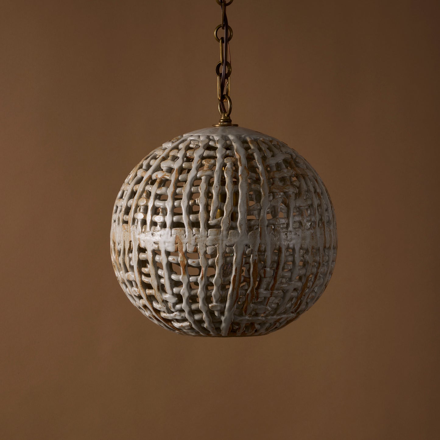 Ovoid Hanging Basketweave Pendant By Clate Grunden