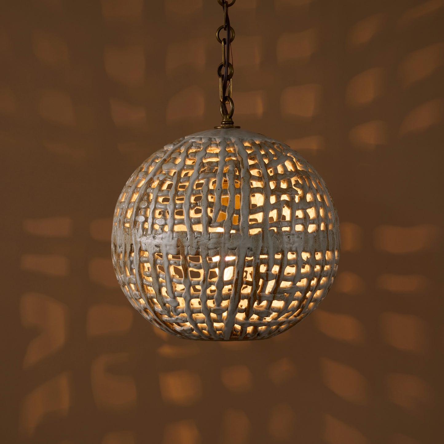 Ovoid Hanging Basketweave Pendant By Clate Grunden