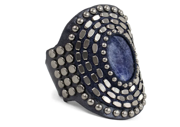 Rocal Semi - Precious Hematite Stone Cuff