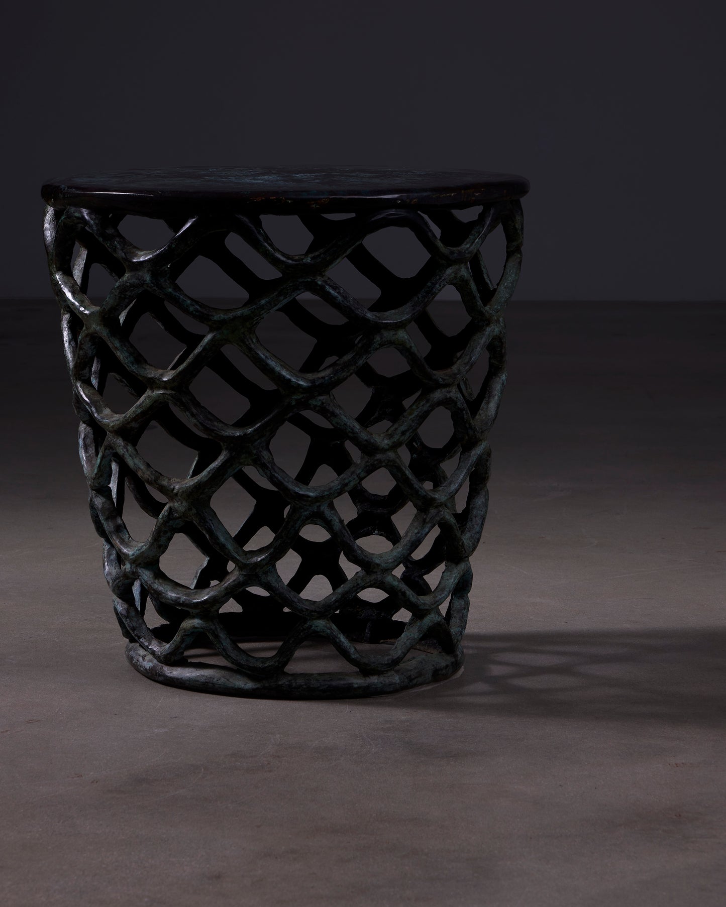 Lattice Bronze Verdigris End Table