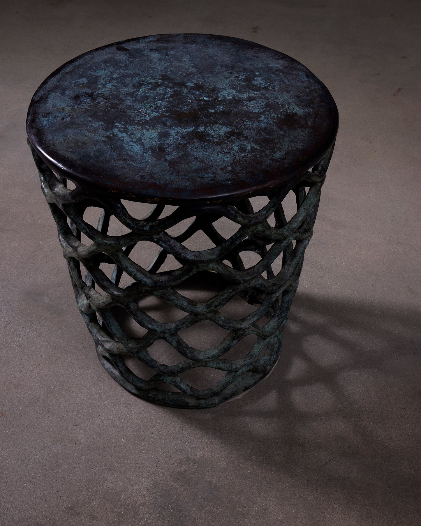 Lattice Bronze Verdigris End Table
