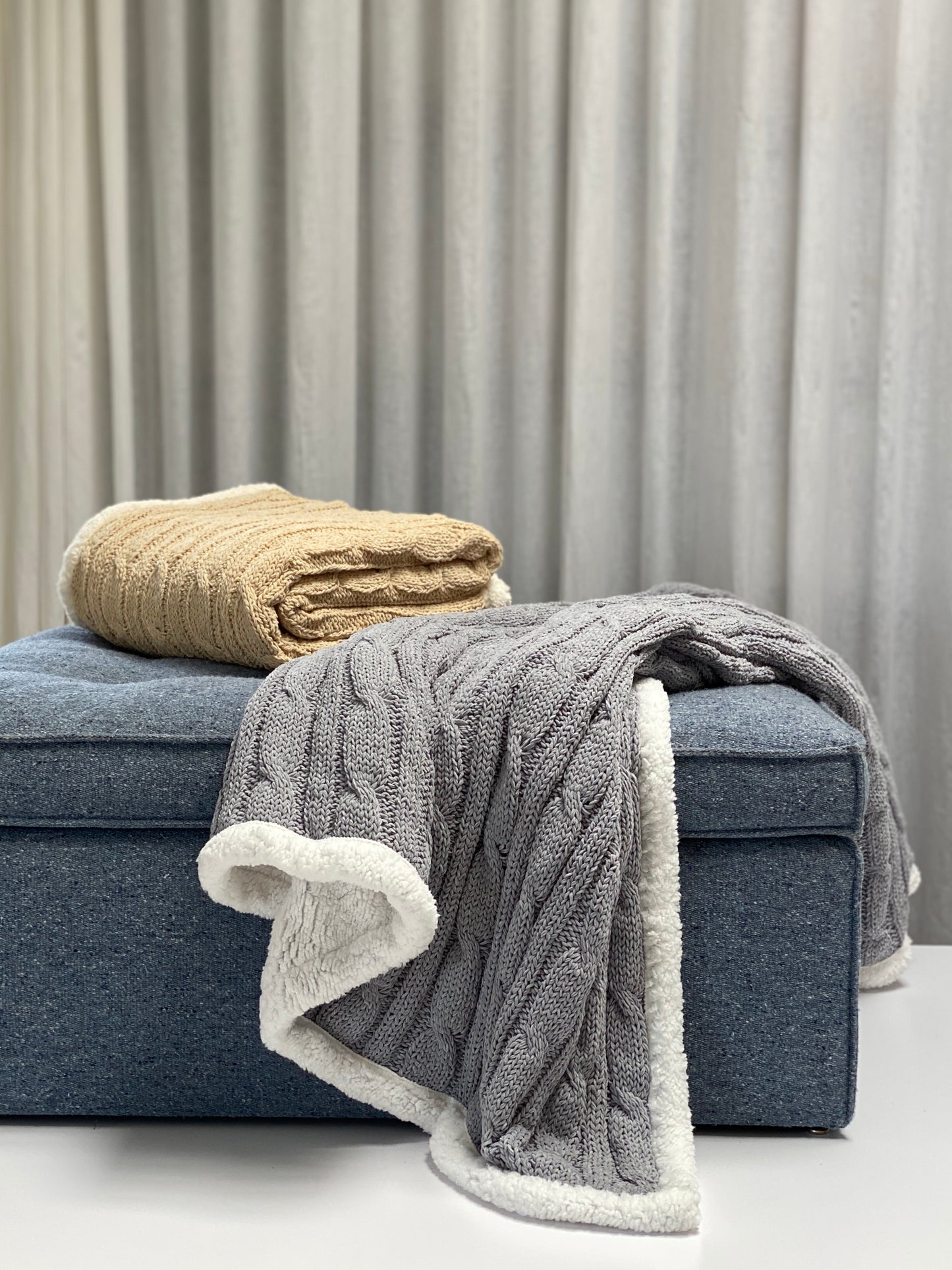 Cable Knit Chenille Throw