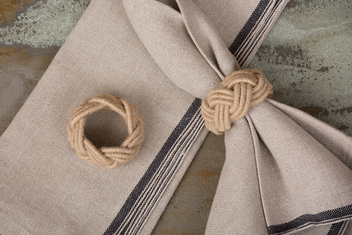 Natural & Black Linen Napkin - Set of 4