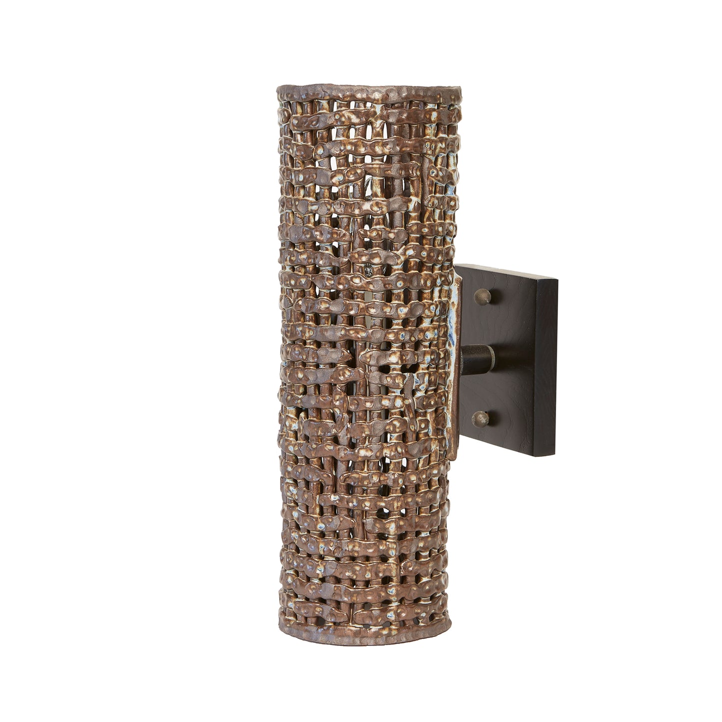 Basketweave Sconce with Wood Backplate By Clate Grunden
