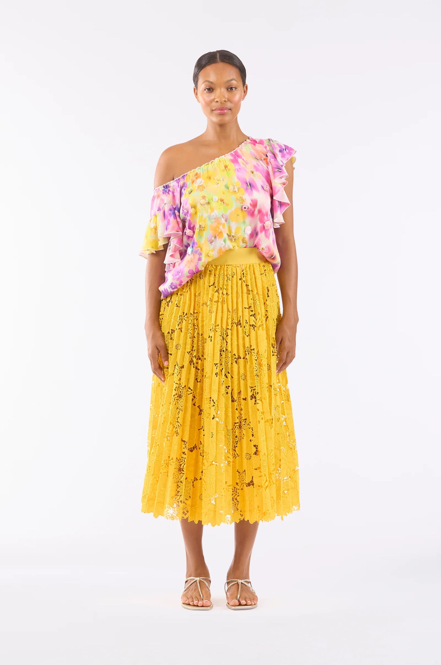 SUNFLOWERS PLEATED  SKIRT