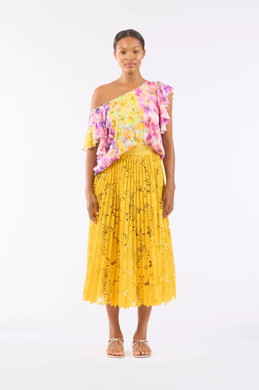 SUNFLOWERS PLEATED  SKIRT
