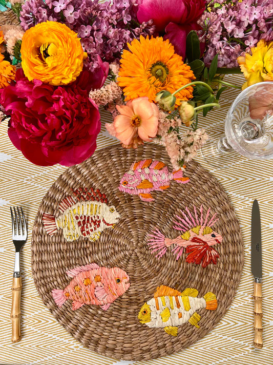 Pink Fish Raffia Placemat