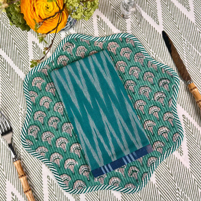 Blue & Teal Reversible Napkins S/4