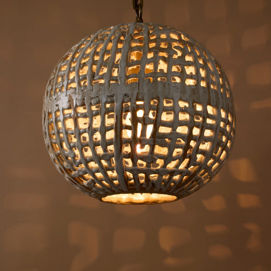 Ovoid Hanging Basketweave Pendant By Clate Grunden