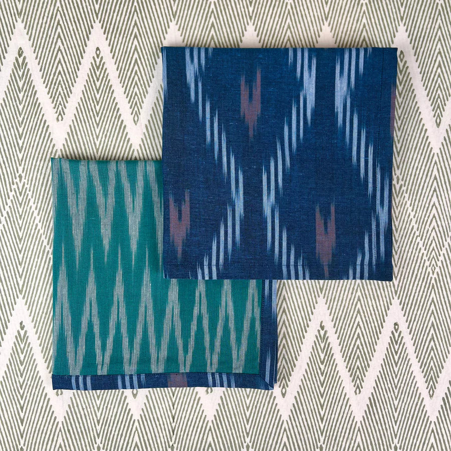 Blue & Teal Reversible Napkins S/4