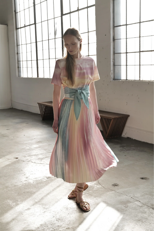 SCATTERED CLOUDS PLEATED SKIRT