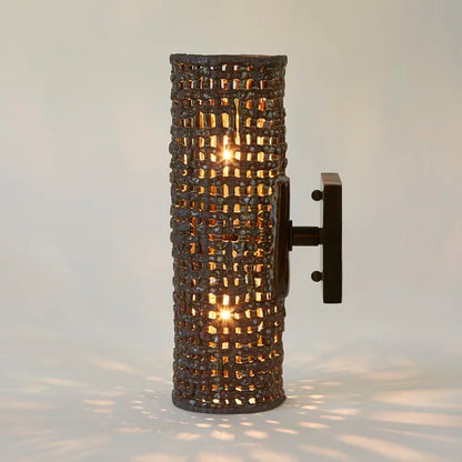 Basketweave Sconce with Brass Backplate By Clate Grunden