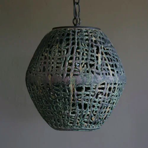 Ovoid Hanging Basketweave Pendant By Clate Grunden