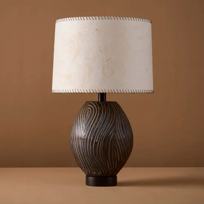 Kizamu Ovoid with Bark Paper Shade By Clate Grunden