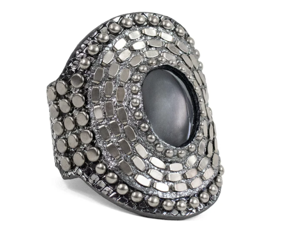 Rocal Semi - Precious Hematite Stone Cuff