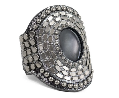 Rocal Semi - Precious Hematite Stone Cuff