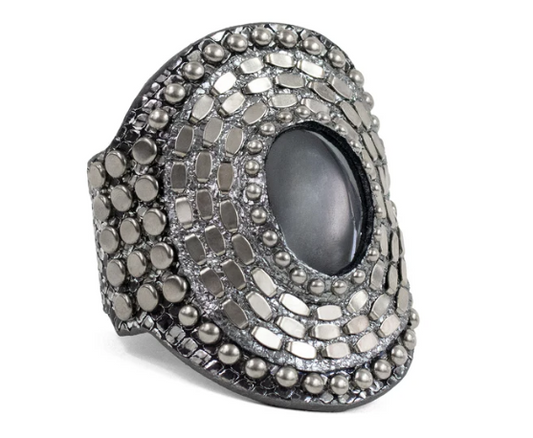 Rocal Semi - Precious Hematite Stone Cuff