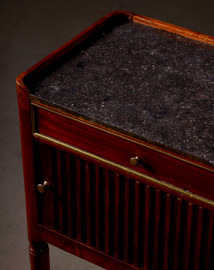 19th Century Wood with Marble Top French Side Table