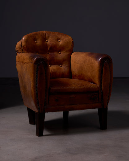 Vintage Dutch Cognac Leather Club Chair