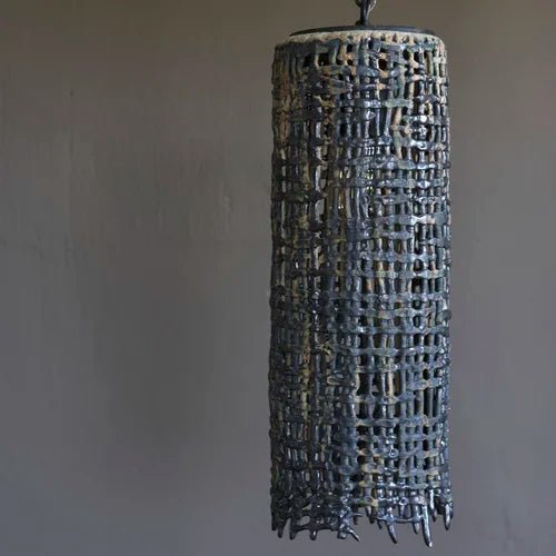 Tall Hanging Basketweave Pendant By Clate Grunden