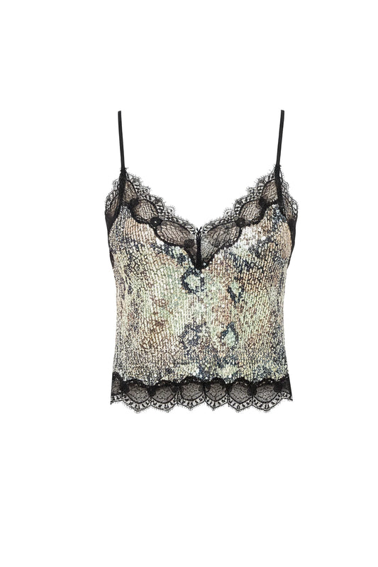 GLOSSY SNAKE LACE CAMI
