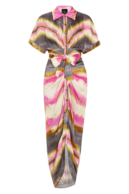 SHIBORI STRIPE MIKO DRESS