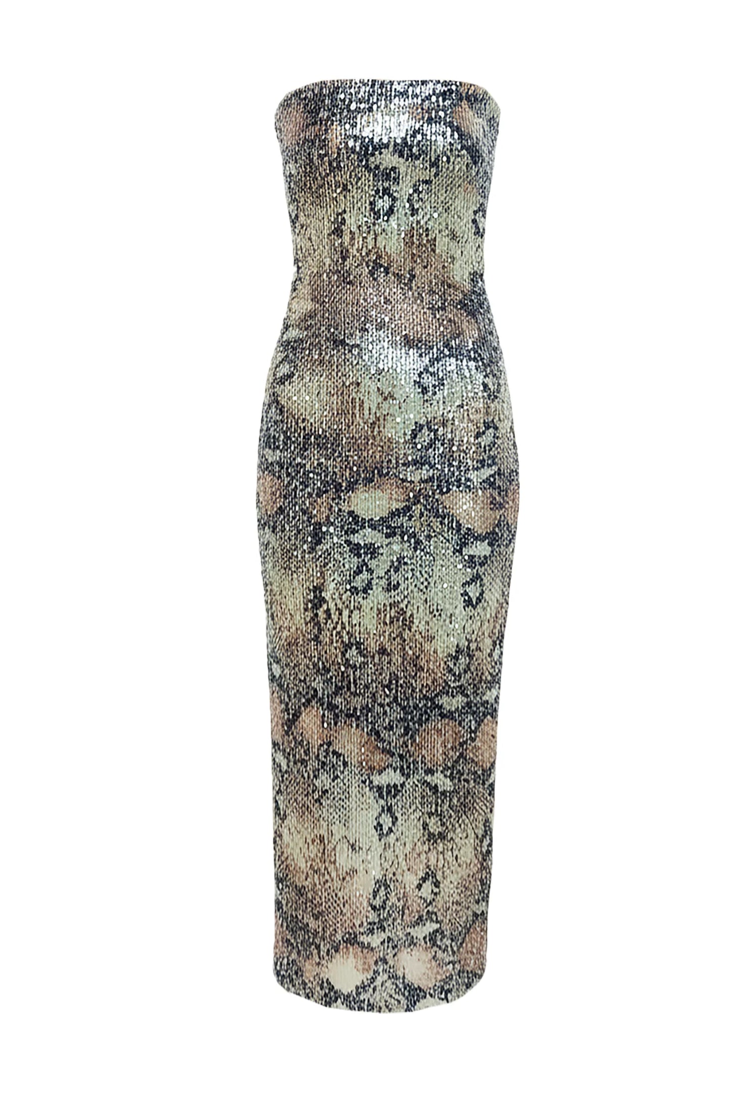 GLOSSY SNAKE TUBE DRESS