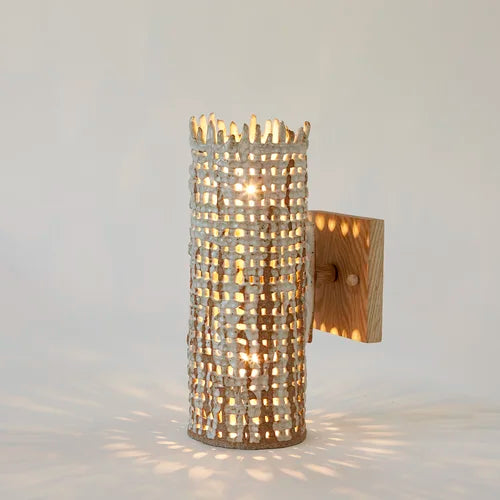 Basketweave Sconce With Wood By Clate Grunden