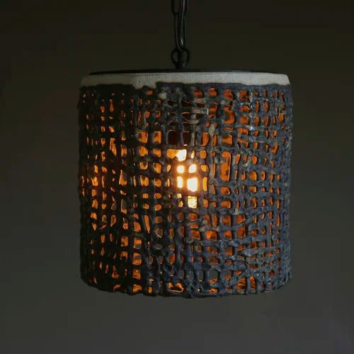 Wide Hanging Basketweave Pendant By Clate Grunden
