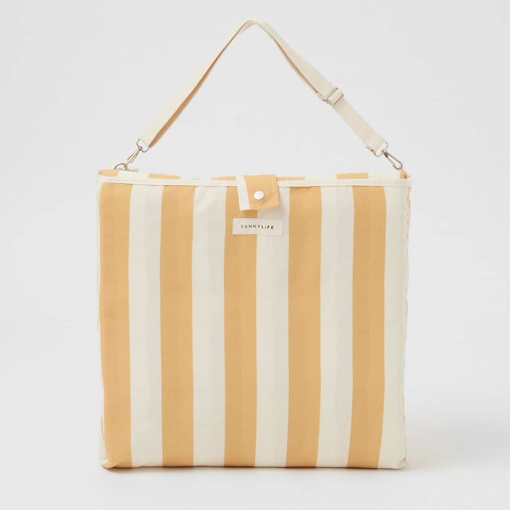 Reclining Beach Chair Mango Bay Golden Mustard Stripe