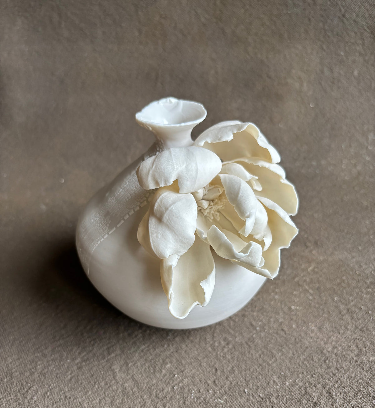 Coral Sunset Peony Vase by Annie Starling Sparks