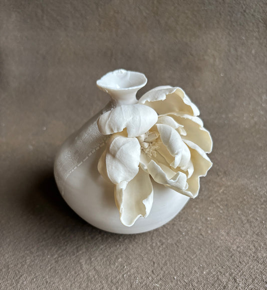 Coral Sunset Peony Vase by Annie Starling Sparks