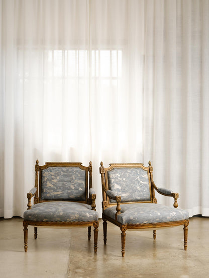 Pair of 18th Century Armchair in Camo Isole Fortuny