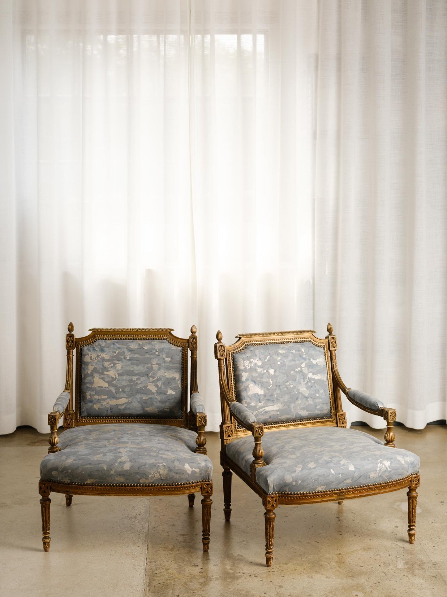 Pair of 18th Century Armchair in Camo Isole Fortuny