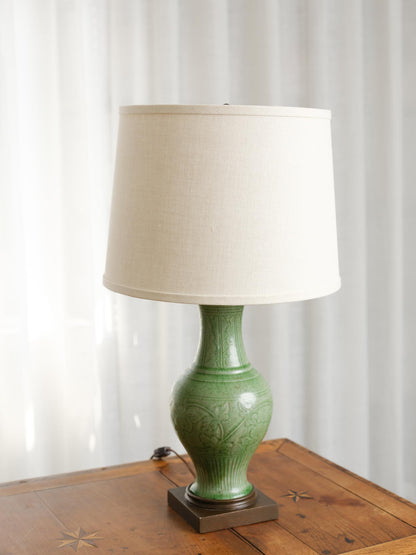Green Chinese Vessels with Linen Shade