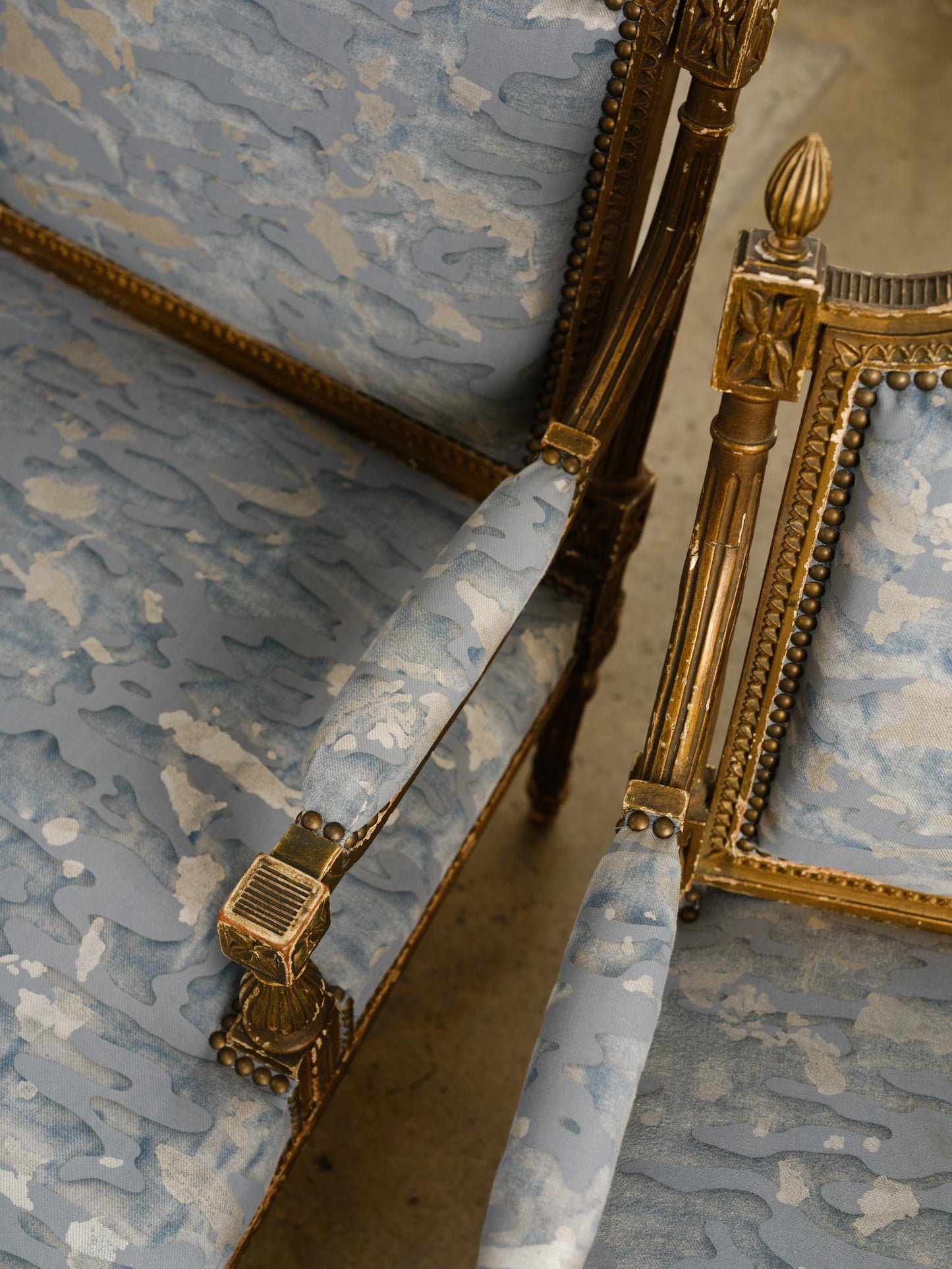 Pair of 18th Century Armchair in Camo Isole Fortuny