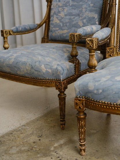 Pair of 18th Century Armchair in Camo Isole Fortuny