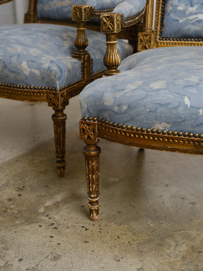 Pair of 18th Century Armchair in Camo Isole Fortuny