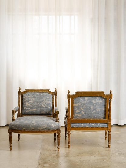 Pair of 18th Century Armchair in Camo Isole Fortuny