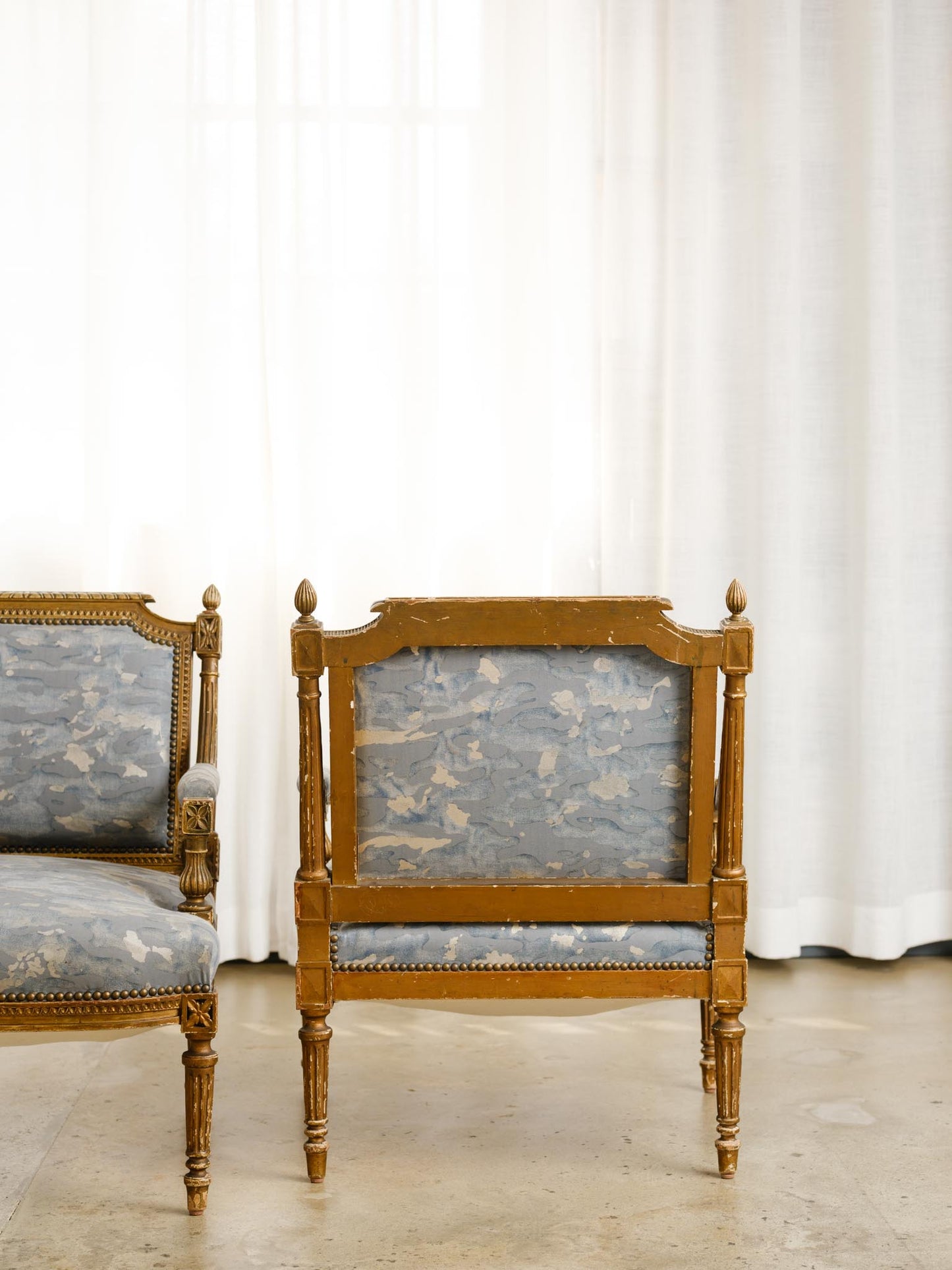 Pair of 18th Century Armchair in Camo Isole Fortuny
