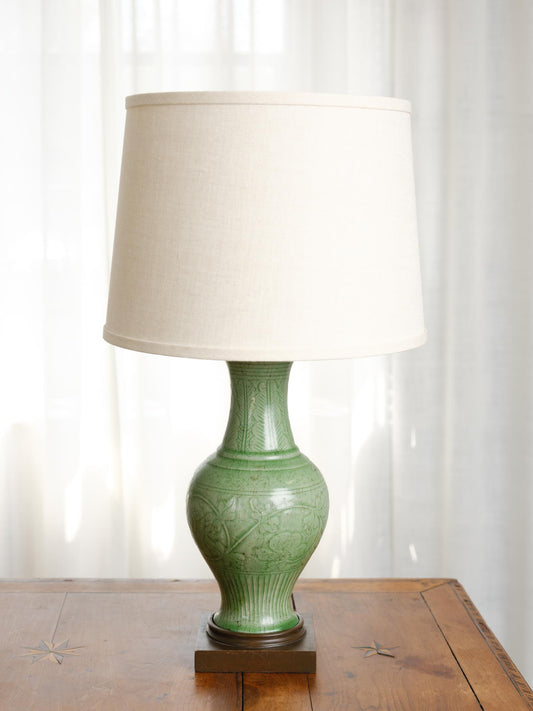 Green Chinese Vessels with Linen Shade