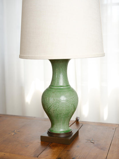 Green Chinese Vessels with Linen Shade