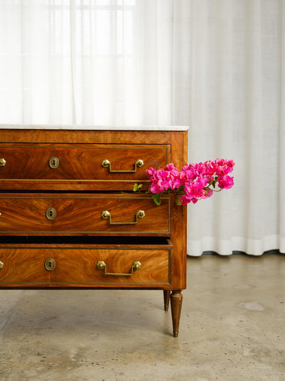 Italian Three-Drawer Walnut Commode with Marble Top