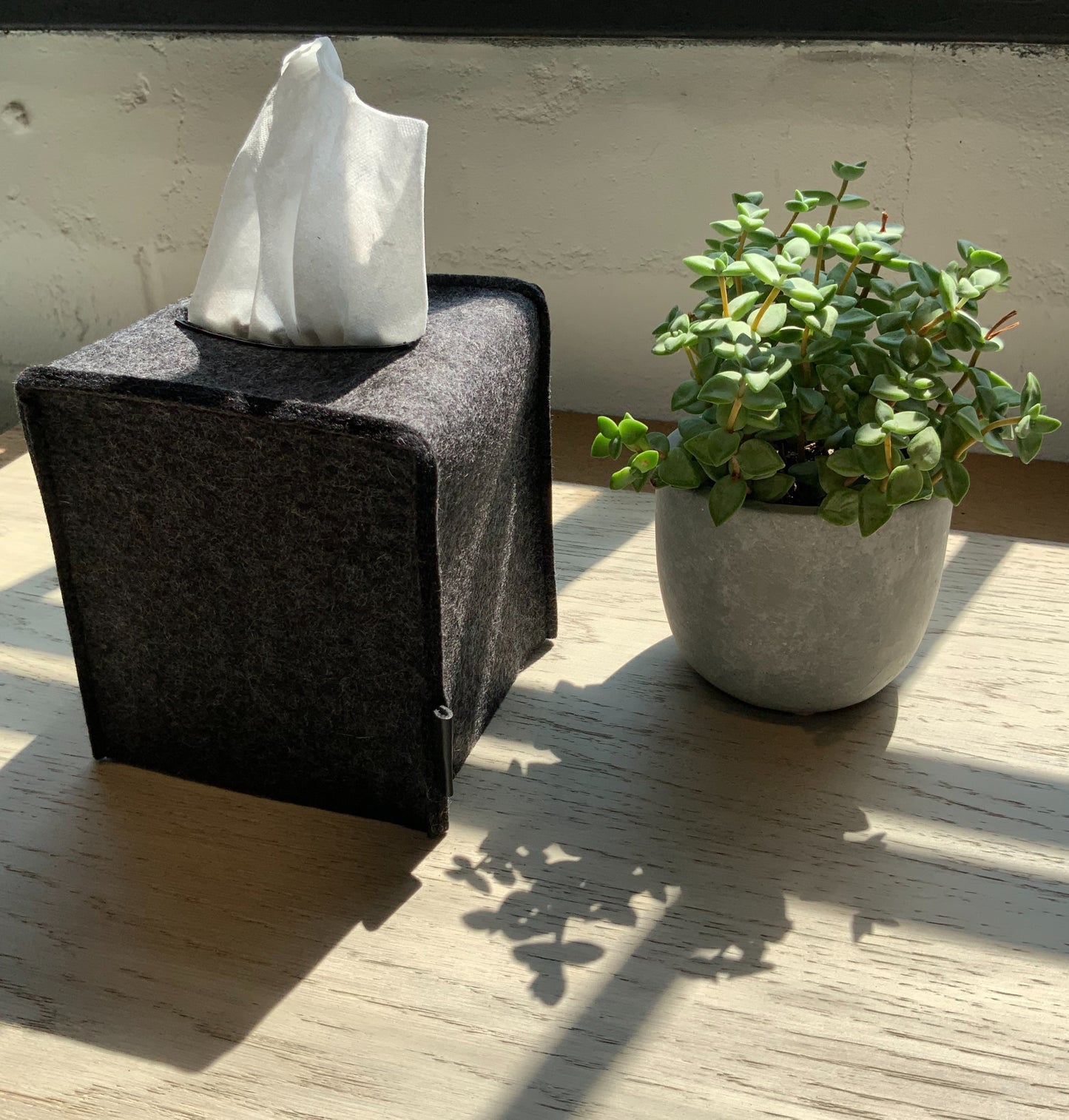 Square Wool Tissue Cover in Charcoal