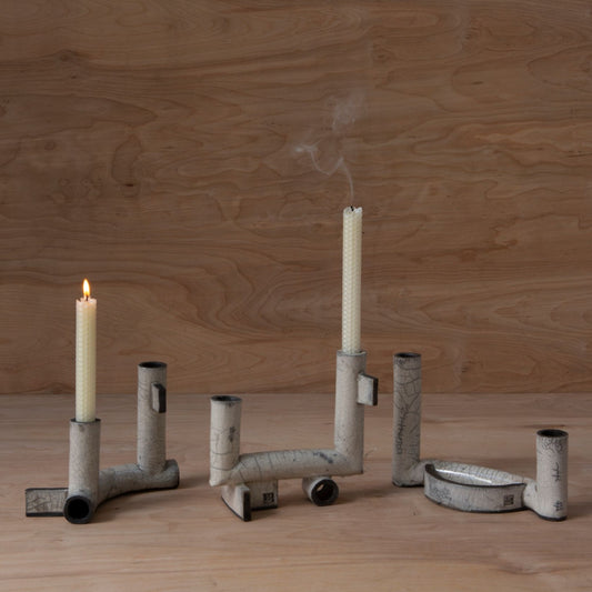 Glazed Stoneware Candlesticks